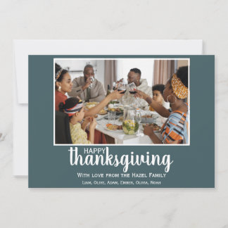 Modern chic turquoise Family CustomThanksgiving Feiertagskarte