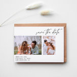 Modern Chic Two Foto Save the Date weiß Einladung<br><div class="desc">Holen Sie sich Freude für Ihre Hochzeit,  indem Sie eine moderne und schicke Zwei-Foto-White-Save the Date-Karte mit Ihrem Foto und moderne Kalligraphie schicken. Sehen Sie sich unsere Foto Hochzeit Einladung Kollektion für mehr Stile oder Foto Orientierung.</div>