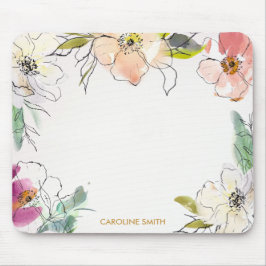 Modern Chic Watercolor Floral Flower Mousepad