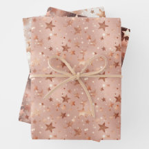 Modern Chic Weihnachten Rose Gold & Pink Stars