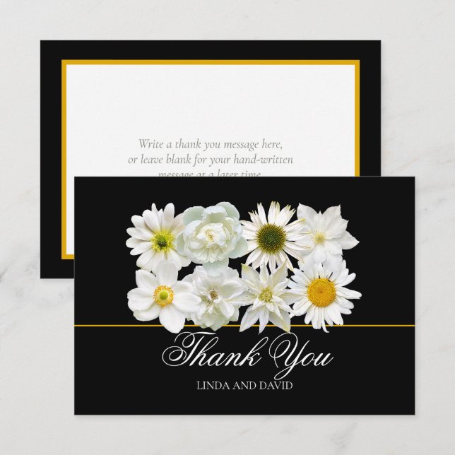 Modern Chic White Flower Bridal Shower Thank You Dankeskarte (Vorne/Hinten)