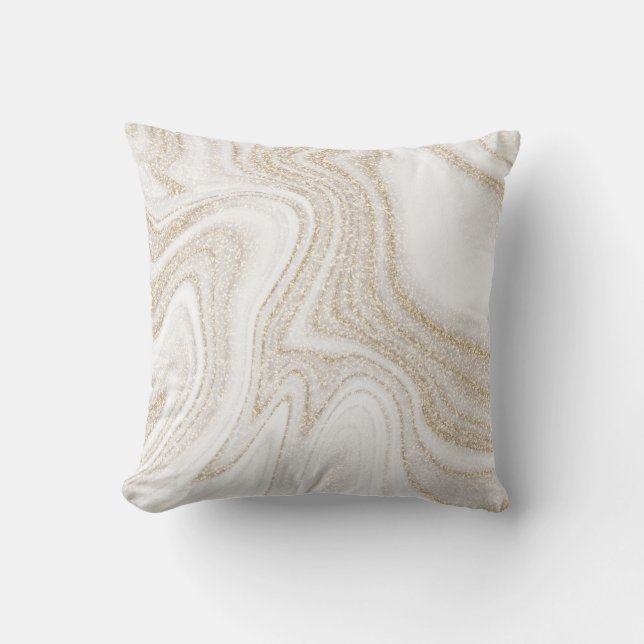 Modern chic white marble gold glitter kissen (Vorderseite)