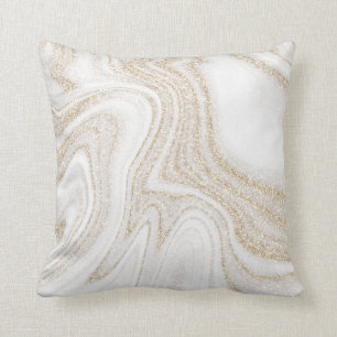 Modern chic white marble gold glitter kissen