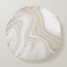 Modern chic white marble gold glitter rundes kissen