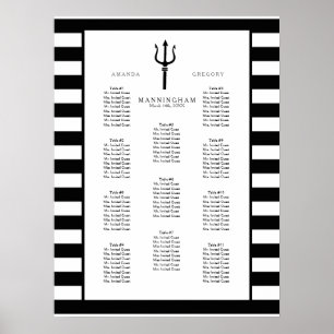 MODERN Chic Wide Stripes mit Trident Wedding Seati Poster