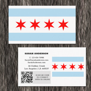 Modern Chicago Business Card, Chicago Flag / USA Visitenkarte