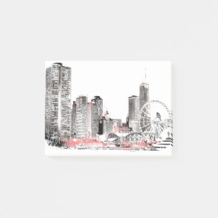 Modern Chicago Skyline Post-it Klebezettel