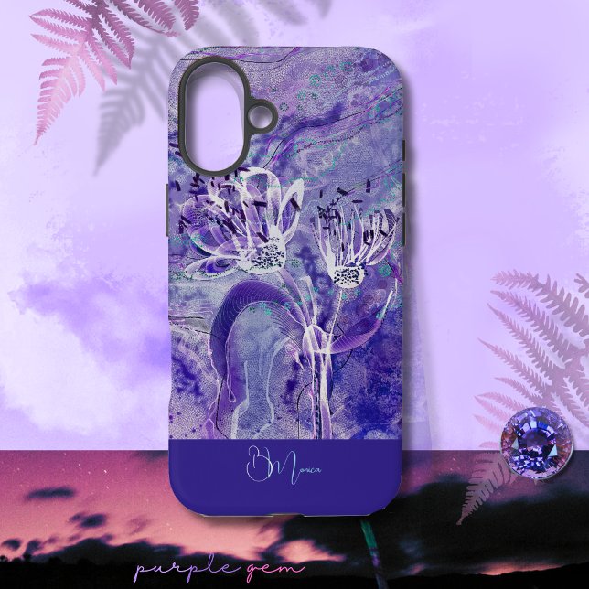 Modern Chick Girly Purple Blumen Marmor Case-Mate iPhone Hülle (Modern Chick Girly Purple Flowers Marble Case-Mate iPhone Case)