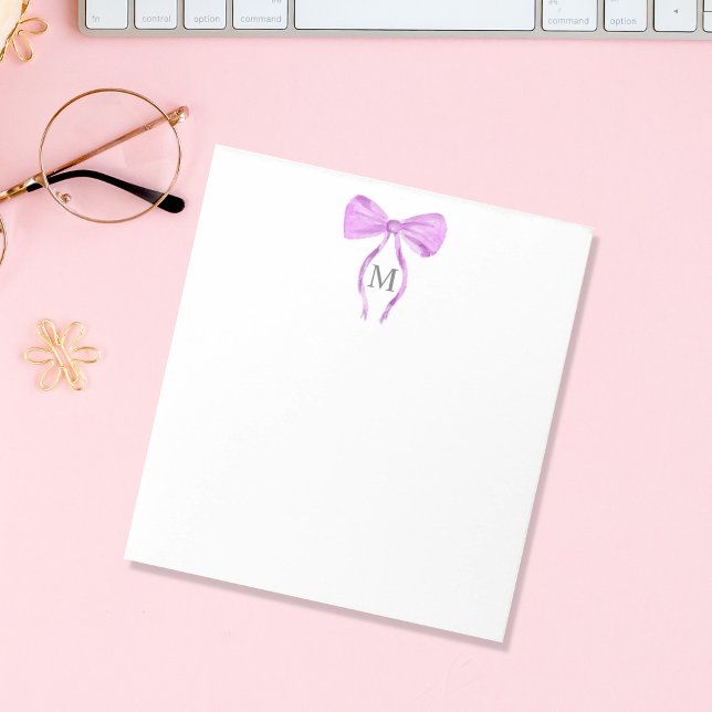 Modern Chick Watercolor Bow Monogram Notizblock (bow monogram)