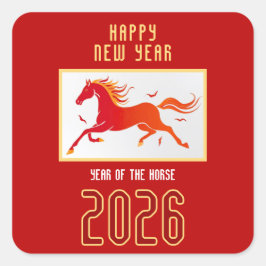 Modern Chinese Horse New Year 2026 Quadratischer Aufkleber