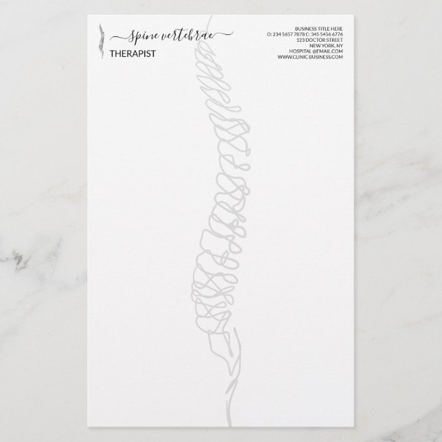 Modern Chiropractor Spine Massage Doctor Briefpapier (Vorderseite)