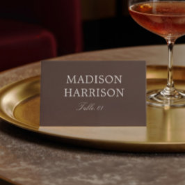 Modern Chocolate Brown Wedding Place Card DIY Einladung