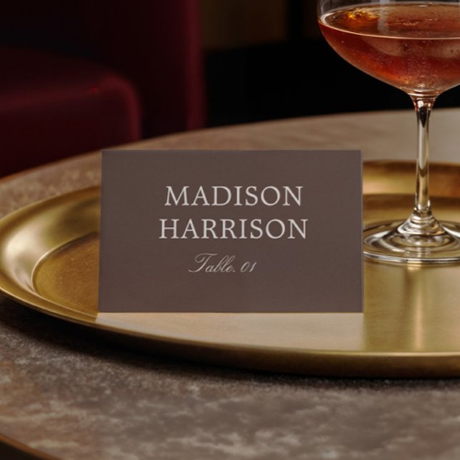 Modern Chocolate Brown Wedding Place Card DIY Einladung (Von Creator hochgeladen)