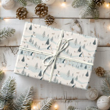 Modern Christmas Blue und Tan Snowy Village
