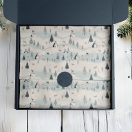 Modern Christmas Blue und Tan Snowy Village Seidenpapier
