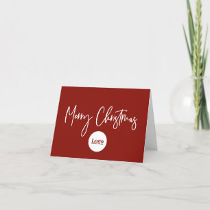 Modern Christmas Business Logo Red White Script Feiertagskarte