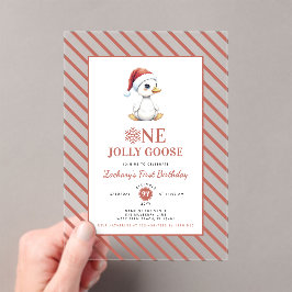 Modern Christmas First Birthday One Jolly Goose Acryleinladungen