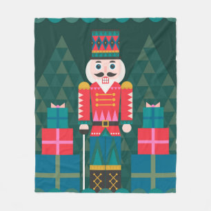 Modern Christmas Geometric Nutcracker Fleecedecke