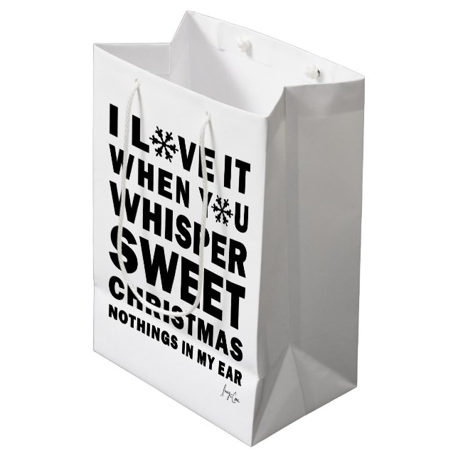 Modern Christmas Gift Bags | Sweet Xmas Nothings Mittlere Geschenktüte (Vorderseite Schrägansicht)
