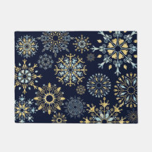 Modern Christmas Gold Blue Aquarell Snowflake