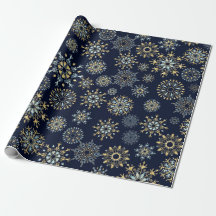 Modern Christmas Gold Blue Aquarell Snowflake