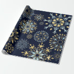 Modern Christmas Gold Blue Aquarell Snowflake Geschenkpapier<br><div class="desc">Modern Christmas Gold Blue Aquarell Snowflake</div>
