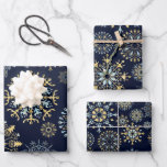Modern Christmas Gold Blue Aquarell Snowflake W Geschenkpapier Set<br><div class="desc">Modern Christmas Gold Blue Aquarell Snowflake</div>