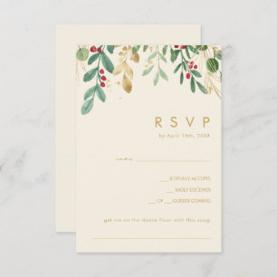 Modern Christmas Greenery Cream Song Request UAWG RSVP Karte