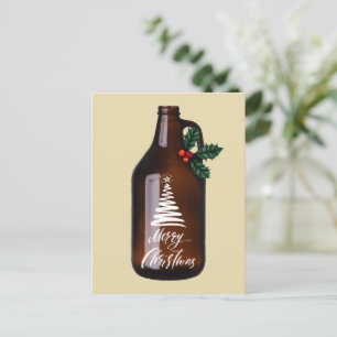 Modern Christmas Growler Beer Jug Holiday Postkarte