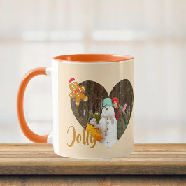 Modern Christmas Heart Shape 2 Photos Collage Mug Tasse