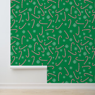 Modern Christmas Holiday Candy Cane Snow Pattern Tapete
