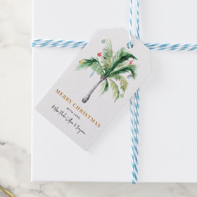 Modern Christmas Holiday Palm Tree Coastal Geschenkanhänger (Modern Christmas Holiday Palm Tree Coastal Gift Tags)