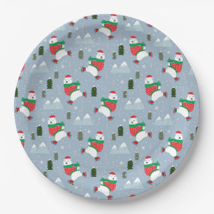 Modern Christmas Holidays Polar Bear Pappteller
