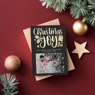 Modern Christmas Joy Foto Foil Folien Feiertagskarte