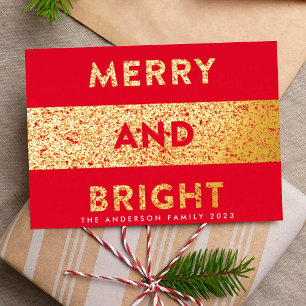 Modern Christmas Merry and Bright Folien Feiertagskarte