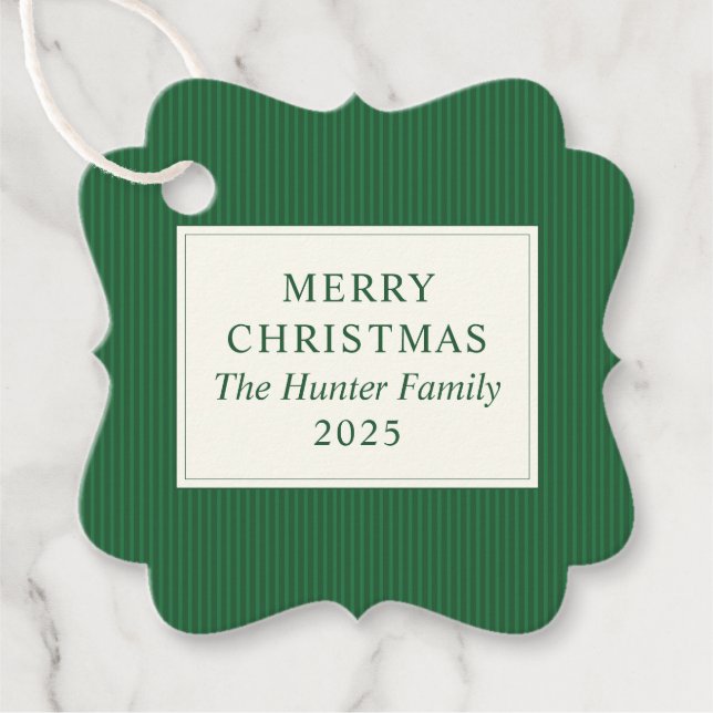 Modern Christmas Minimal Holiday Favor Green Geschenkanhänger (Vorderseite)