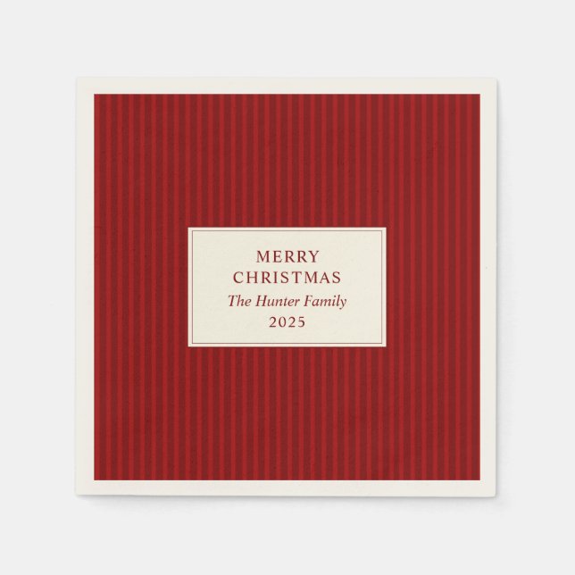Modern Christmas Minimal Holiday Red Stripes Serviette (Vorderseite)