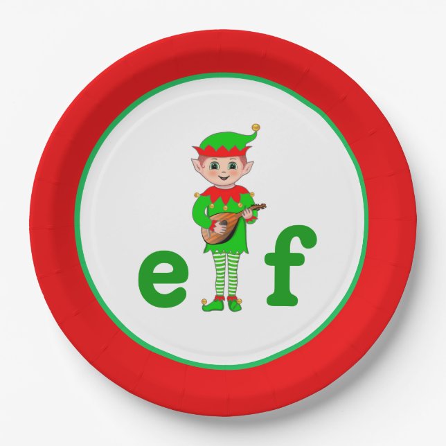 Modern Christmas Musical Elf Pappteller (Vorderseite)