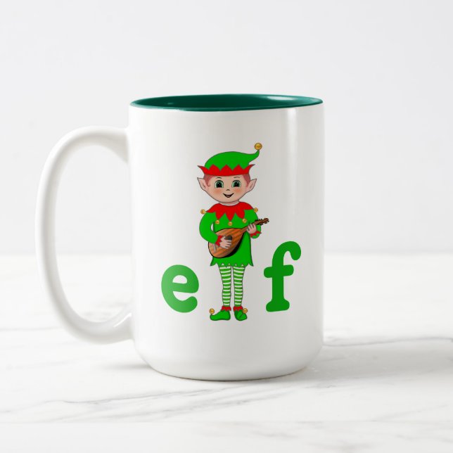 Modern Christmas Musical Elf Zweifarbige Tasse (Links)