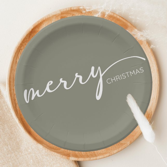 Modern Christmas Pappteller (Modern Merry Christmas Holiday Paper Plate)