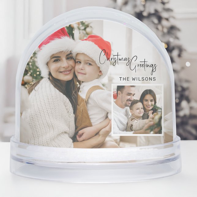 Modern Christmas Photo Card with Inset Snow Globe Schneekugeln (Von Creator hochgeladen)