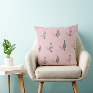Modern Christmas Pillow in Pink & Green Kissen