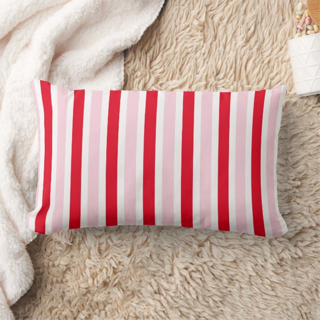Modern Christmas Pink Red Stripes Lendenkissen (Decke)