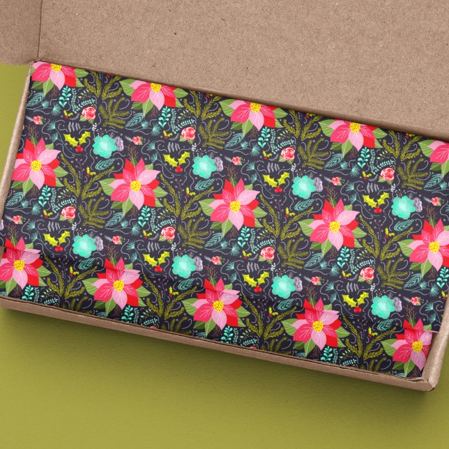 Modern Christmas Poinsettia Muster Seidenpapier (Von Creator hochgeladen)