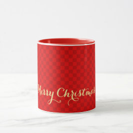 Modern Christmas Red Checkered Chic Imitate Goldna Tasse