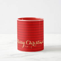 Modern Christmas Red Strips Imitate Gold Script Na