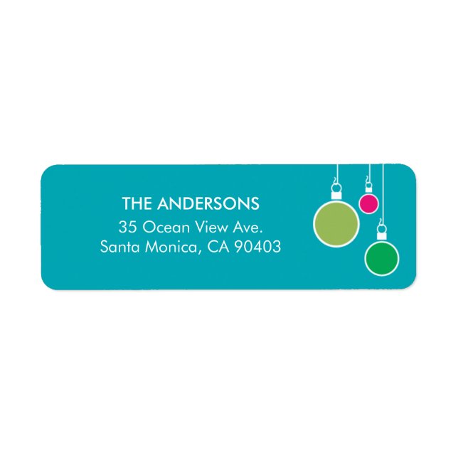 Modern Christmas Return Address Label - Türkis (Vorne)