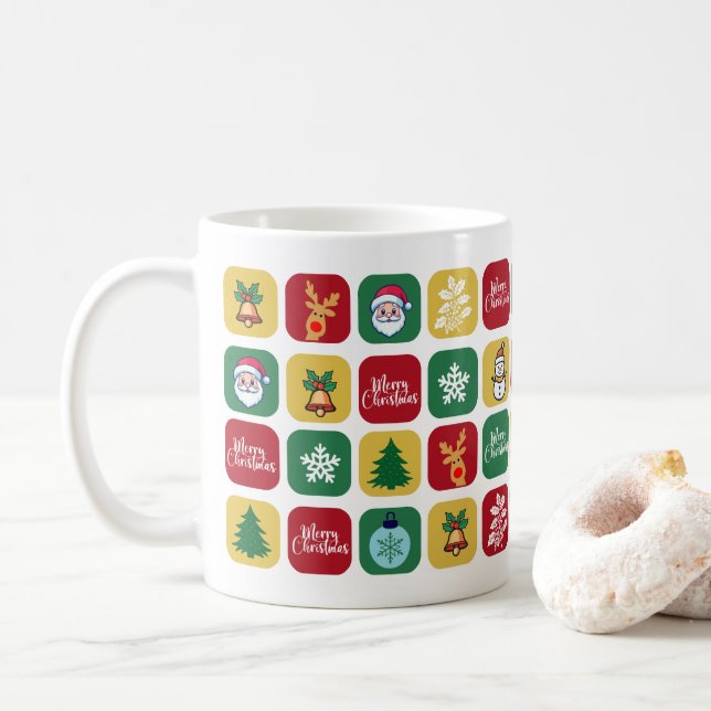 Modern Christmas Santa Tree Ornaments Snowman Kaffeetasse (Mit Donut)