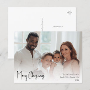 Modern Christmas Script Full Foto Feiertagspostkarte