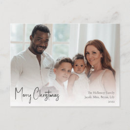 Modern Christmas Script Full Foto Feiertagspostkarte